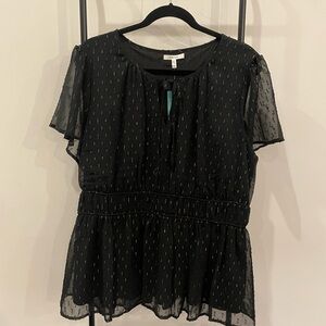 Maurices Black Sheer Blouse with Gold Accents
